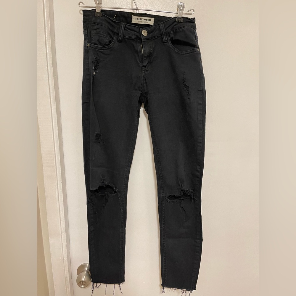 TALLY WEIJL Black Ripped Skinny Jeans